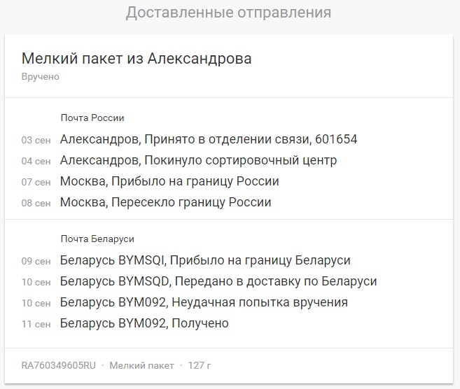 Доставка в Беларусь